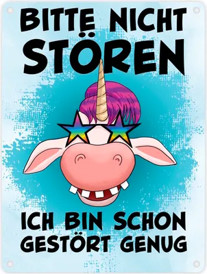 Produktbild von Bitte nicht stören ich bin schon gestört genug Einhorn Metallschild in 15x20 cm
