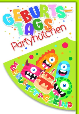 Produktbild von Kindergeburtstag Partyhütchen Monster Geburtstagskind Glückwunschkarte mit Umschlag