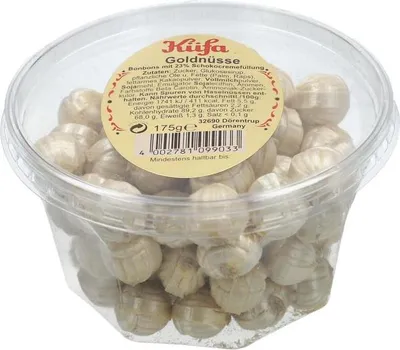 Produktbild von Küfa Goldnüsse Karamell Bonbons mit Schokoladencremefüllung 175g