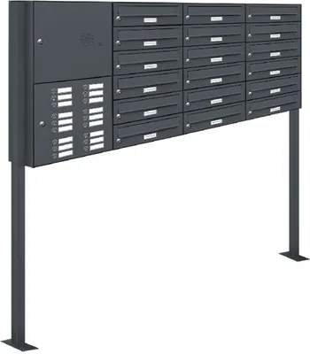 Produktbild von 18er Briefkasten Standanlage Freistehend RAL 7016 Anthrazit Klingel