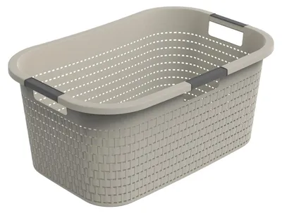 Produktbild von Rotho Wäschekorb 40L Country - Wäschesammler groß - Wäsche Korb 59 x 39 x 25,2 cm - Wäschebox aus Kunststoff - Aufbewahrungskorb Wäschebehälter