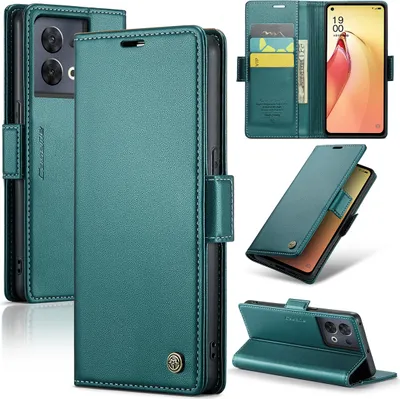 Obrázek produktu pro Oppo Reno8 Pro Pouzdro, RFID Blokování Karet, Pokročilé Flip Kožené Pouzdro s Funkcí Stojánku pro Oppo Reno8 Pro zelené