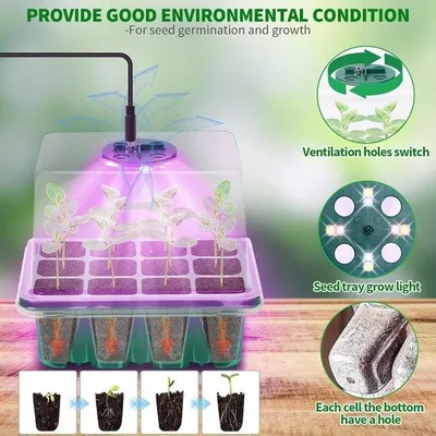 Productafbeelding van Famanu zaailingbakken - Mini-broeikas met plantenverlichting - 2 stuks