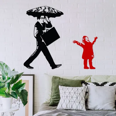 Immagine prodotto di Wallity, Banksy Metal 02, Accessorio decorativo da parete in metallo, Nero, 100 % METALLO, 56 x 88 cm