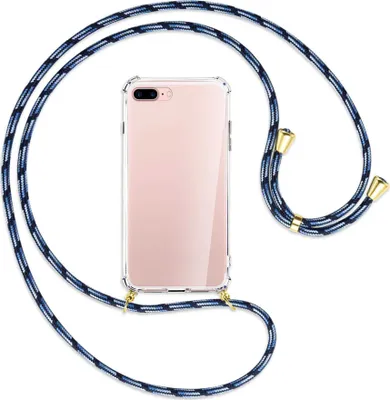 Produktbild von Handykette Backcover-Schutzhülle mit Band (Metall goldfarben) für Apple iPhone 7 Plus / 8 Plus - Blautöne