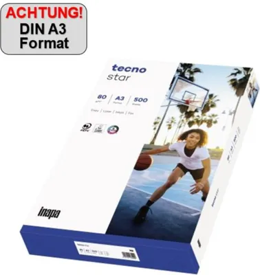 Produktbild von inapa tecno Kopierpapier Star 2100011528 A3 500 Bl./Pack.