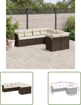 Produktbild von The Living Store 8-tlg. Garten-Sofagarnitur mit Kissen Braun Poly Rattan