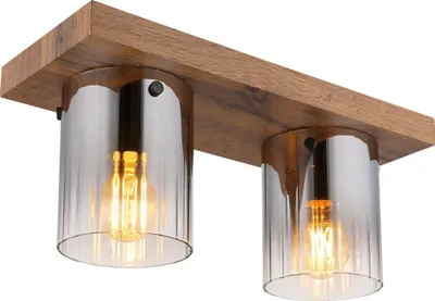Produktbild von Globo Lighting Deckenleuchte MDF holzoptik dunkel, 2x E27