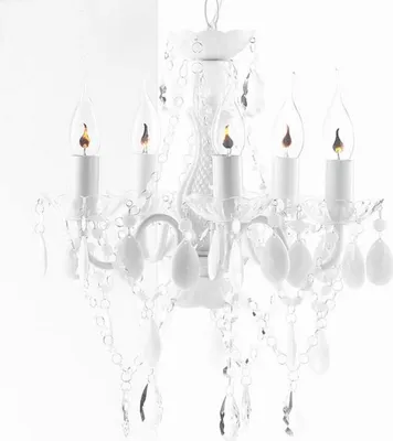 Produktbild von cagü: Märchenhafter Design Kronleuchter GIA Weiß-Klar 5-armig 38cm x 42cm