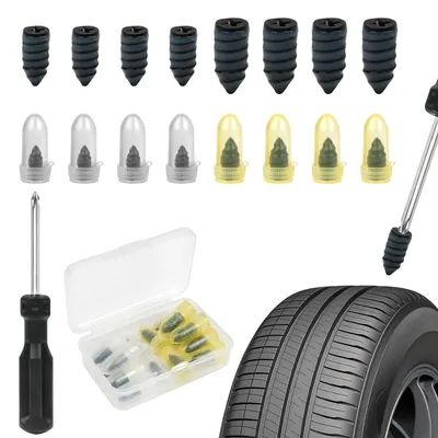 Productafbeelding van Bandenreparatieset - Bandenreparatienagel 16-delig - Met schroevendraaier - Tubeless - Auto, motor en fiets