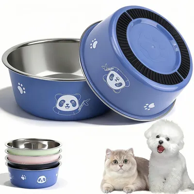 Productafbeelding van 4 stuks roestvrijstalen kattenvoerbakken, 14 cm, antislip voerbak en waterbak voor katten