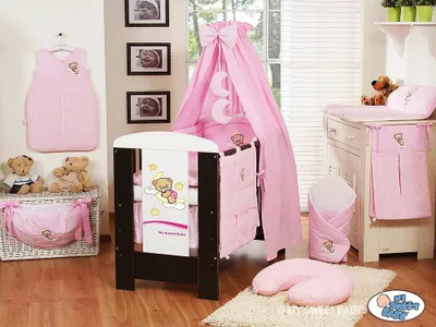 Produktbild von Baldakin für Babybett in rosa Baumwolle 160x250 cm mit hängenden Monden und großer Schleife