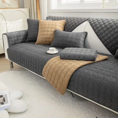 Zdjęcie produktu dla Narzuta na Kanapę Narożną Elegancka Antypoślizgowa 90x210 Mata szara