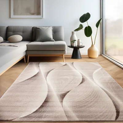 Produktbild von Moderner Designteppich mit dynamischem Schwungmuster - stilvoll und ausdrucksstark, Größe: 160 x 230 cm, Farbe: Braun-7
