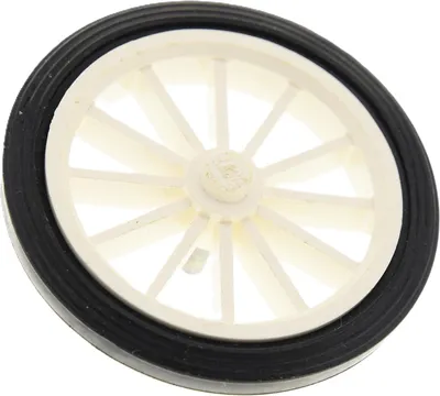 Produktbild von 1x Lego Rad Reifen schwarz glatt 43 mm Felge Speiche weiß Auto 391 36 35c01