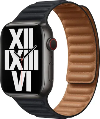 Productafbeelding van Apple Leather Link bandje voor de Apple Watch | 38/40/41/42 mm - Maat M/L - Midnight