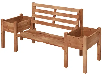 Produktbild von Outsunny Gartenbank 2-Sitzer Sitzbank Holzbank Balkonbank mit Blumenkasten Braun