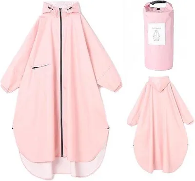 Produktbild von Famanu Regenponcho für Damen - Wasserfest, leicht, mit Kapuze und Taschen, Einheitsgröße