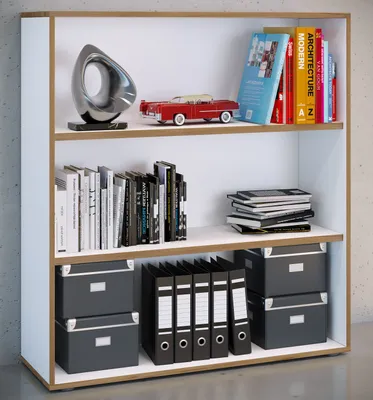 Produktbild von VCM Holzregal stehend | platzsparender Aktenschrank | Maße ca. H. 110 x B. 100 x T. 33 cm | Elegantes Regal | Büroregal – Salia 3fach B. 100 cm