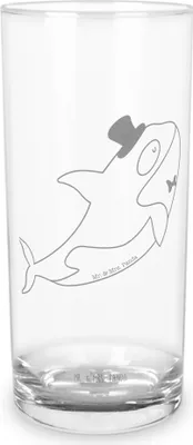 Produktbild von Mr. & Mrs. Panda Tumbler Orca Zylinder 200 ml - Transparent - Geschenk, Longdrinkglas, Fest, Narwal, Glitzer, Wasserbecher, Glas, Cocktailglas, Feier, Meer, Geburtstag