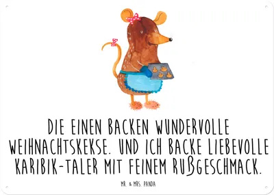 Produktbild von Mr. & Mrs. Panda tafel Maus Kekse DIN A5 - Weiß - Geschenk, Weihnachten, Winter, Schild, Magnetschild, Türschild, Wandbild, Metall, Weihnachtsbäckerei, Weihnachtskekse