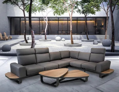 Produktbild von Gartenlounge-Set >Zanzibar< (3er-Set) Lounge 304x79/83,5x256cm, Tiche 102x35x80cm / 102x26x80cm