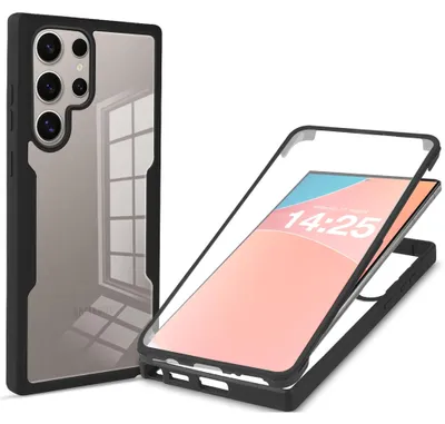 Produktbild von 360 Grad Rundum Schutz Handyhülle für Samsung Galaxy S25 Ultra Full Cover Vollschutz Case Farbe: Schwarz