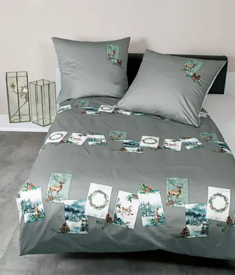 Produktbild von Janine Mako Satin Bettwäsche 2 teilig Bettbezug 155 x 220 cm Kopfkissenbezug 80 x 80 cm Modern Art 42050-08 opalgrau