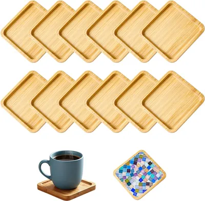 Image de Sous-verres en bois - Lot de 12 - Sous-verre en bois de 9 cm
