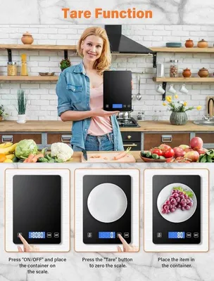 Zdjęcie produktu dla Cyfrowa waga kuchenna 15 kg - Ładowalna, z wyświetlaczem LCD i funkcją tarowania