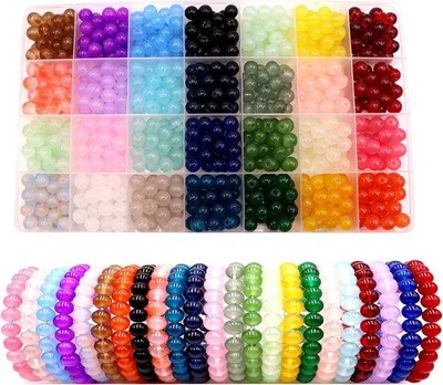 Zdjęcie produktu dla Ręcznie robione zawieszki dla dorosłych i dzieci, 8 mm, przezroczyste kółka z koralików, zestawy bransoletek, ręcznie robione kolczyki, kolorowe zestawy do tworzenia naszyjników, dodatki, koraliki do rękodzieła