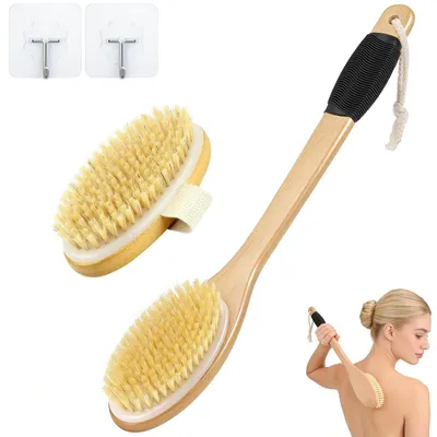 Immagine prodotto di Set di 2 spazzole asciutte per il corpo, ideali per l'esfoliazione e il massaggio