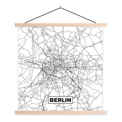 Produktbild von MuchoWow® Textilposter Berlin - Karte - Stadtplan 40x40 cm mit holzfarbenen Rahmen - Posterleiste