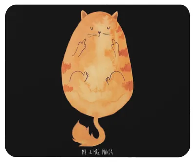Produktbild von Mr. & Mrs. Panda Mauspad Katze Mittelfinger - Schwarz - Geschenk, Cat, Tiger, laptop mousepad, Genervt, Katzen, pc, Mouse Pad, Kater, Cats