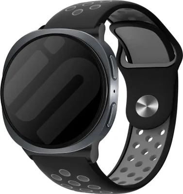 Produktbild von Strap-it Silikon-Sportband mit Schnappverschluss - passend für Samsung Galaxy Watch 8 - 40mm / Galaxy Watch 8 - 44mm / Galaxy Watch 8 Classic (schwarz/grau)