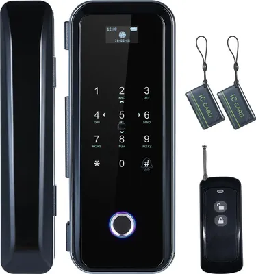 Zdjęcie produktu dla Inteligentna szklana blokada drzwi na odcisk palca 4 sposoby odblokowania Inteligentna nawigacja audio Pilot zdalnego sterowania Ekran dotykowy z funkcją Anti-peep Anti-decode High End dla lewej i prawej strony