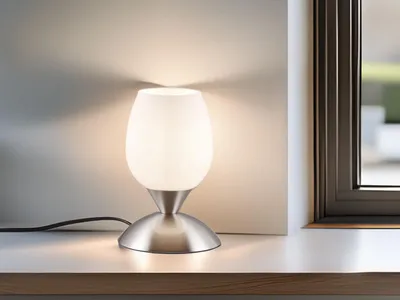 Produktbild von LED Tischleuchte Silber Glas Lampenschirm Weiß dimmbar per Touch, Ø12cm H18cm