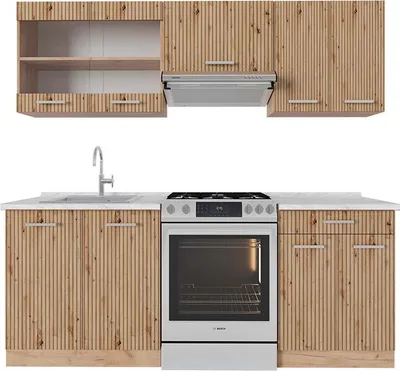Produktbild von Küchenzeile Vicco R-Line Artisan-Eiche/Goldkraft Eiche 200 cm , AP Marmor, Model 48923