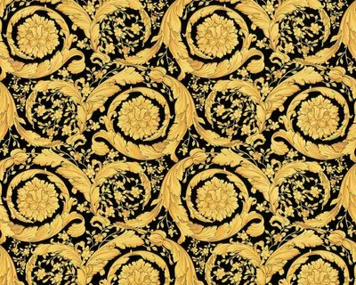 Produktbild von Versace Designer Barock Satintapete Barocco Flowers 935834 Schwarz / Gelbgold - Design Tapete - Deko Accessoires