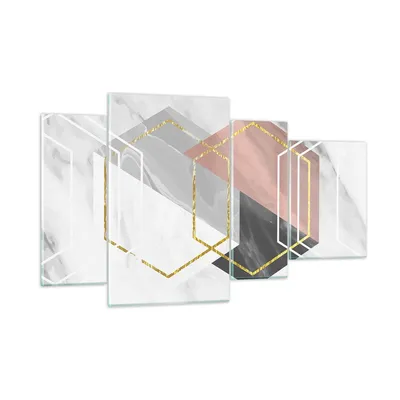 Produktbild von Bilder auf glas - 4 Teile - Zahlen Weiß Golden - 120x70cm - Glasbilder - Wandbilder - Bilder - zum Aufhängen bereit - Wanddekoration aus Glas - Glas Bilder - Wandbild auf Glas - GDL120x70-5087