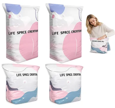 Immagine prodotto di Set di 4 sacchetti sottovuoto, riutilizzabili per abbigliamento e coperte