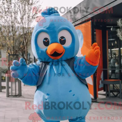 Obrázek produktu pro Postava REDBROKOLY maskota modrého mandarína oblečeného s mikinou a palčáky