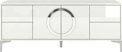 Produktbild von Eva Moderne Möbel Mit Silbernen Akzenten / Hochglanz / Tv-Schrank / 4 Schubladen / 150 Cm / Weiß