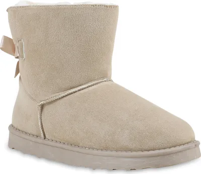 Produktbild von Mytrendshoe Schlupfstiefel Damen Zierperlen Stiefel Stiefeletten Warm Gefüttert 813072, Farbe: Creme, Größe: 37