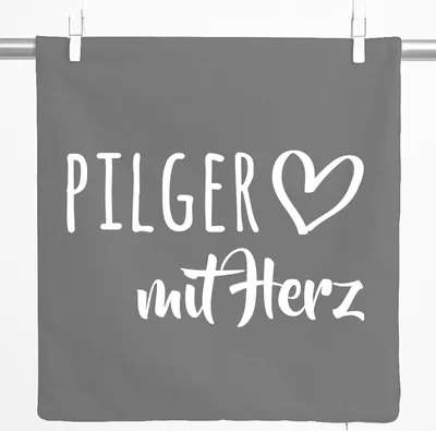 Produktbild von Huuraa Kissenbezug Pilger mit Herz 40x40cm Steel Grey Baumwolle Dekokissenbezug Geschenkidee