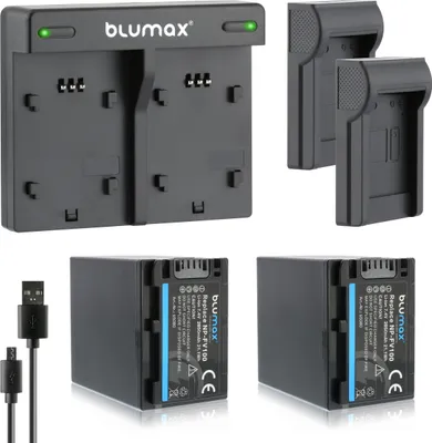 Produktbild von 2x Akku + Lader für Sony NP-FV100 NP-FV120  DCR-SX63 SX85 HDR-CX900 3300 mAh