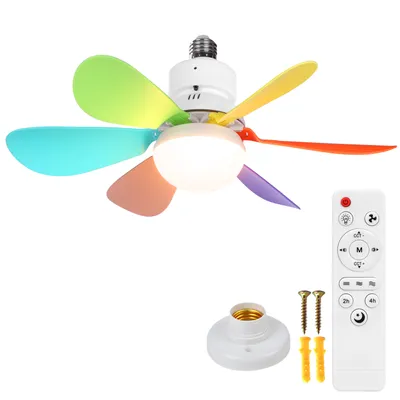 Produktbild von 40W 52cm Deckenventilator mit Beleuchtung und Fernbedienung, LED Deckenleuchte mit Ventilator Klein E27 Decken Ventilator Schlafzimmer Küche Esszimmer