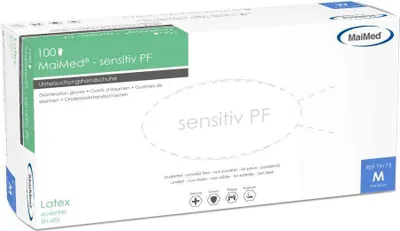 Produktbild von Latex Handschuhe sensitiv PF Größe M