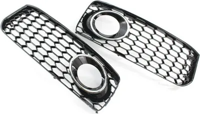 Obrázek produktu pro Mřížka nárazníku voštinová s chromovanými kroužky VLEVO + VPRAVO pro Audi A5 8T 2007-12