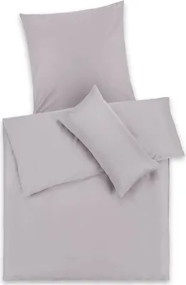 Produktbild von Blumtal Premium Mako Satin Baumwolle Bettwäsche Set 135 x 200 cm mit Kissenbezug 40 x 80 cm - Superweiches Bettbezug Set mit edler Glanz Optik und Gleichfarbigen Reißverschlüssen, Grau